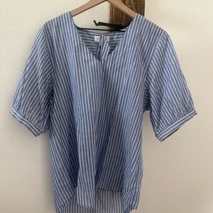 Velvet Blue and White Striped Top